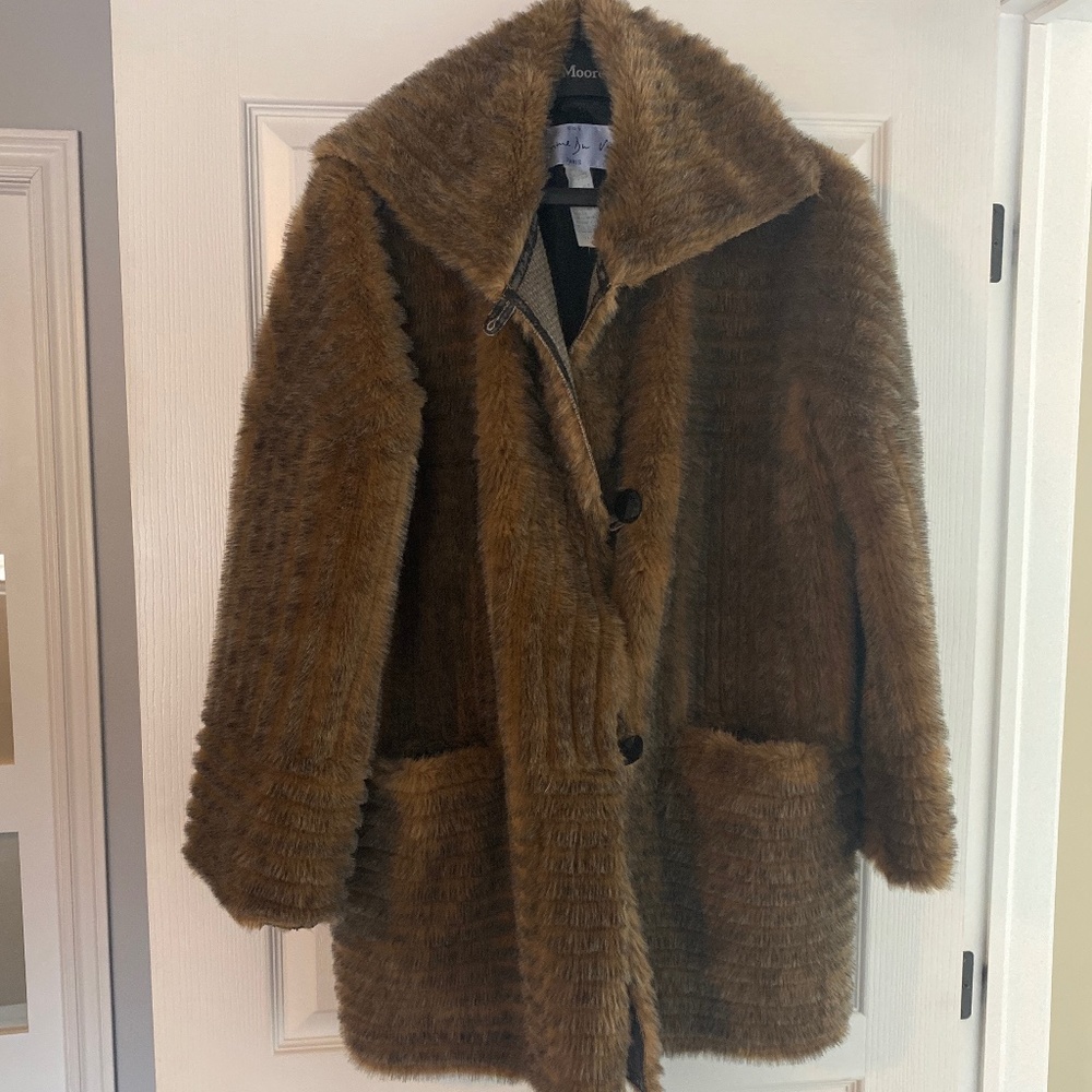Comme du Vrai Paris Made in France Vintage Faux Fur Long Jacket